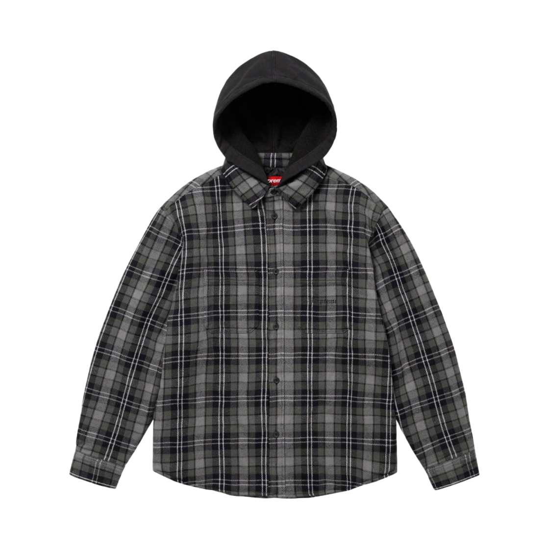 슈프림 타탄 플란넬 후드 셔츠 블랙 - 23FW