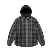 Supreme Tartan Flannel Hooded Shirt Black - 23FW
