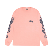 Stussy Dragons Pigment Dyed LS T-Shirt Coral