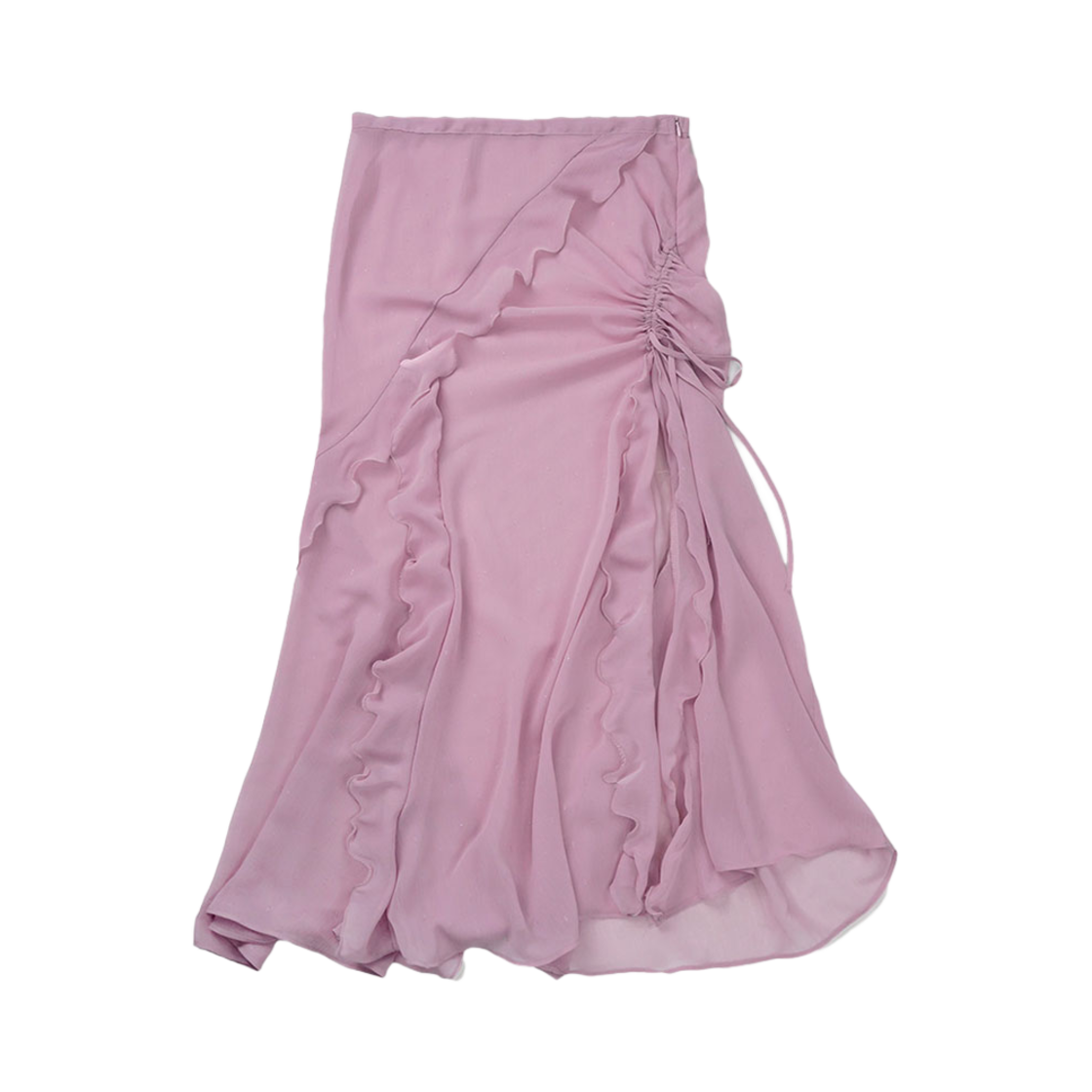 24SSK02PK Elfelfelf Archives Silhouette Ruffle Maxi Skirt Pink