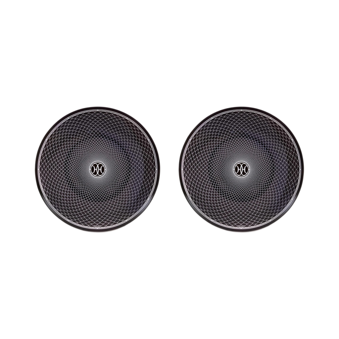 P037107P Hermes H Deco Dessert Plate n°2 Black White (2 Plates)