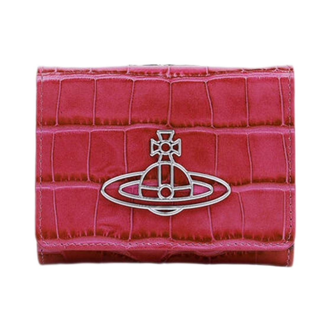 비비안 웨스트우드 크로커다일 씬 라인 오브 스몰 프레임 지갑 핑크(Vivienne Westwood Crocodile Thin Line Orb Small Frame Wallet Pink) - 1