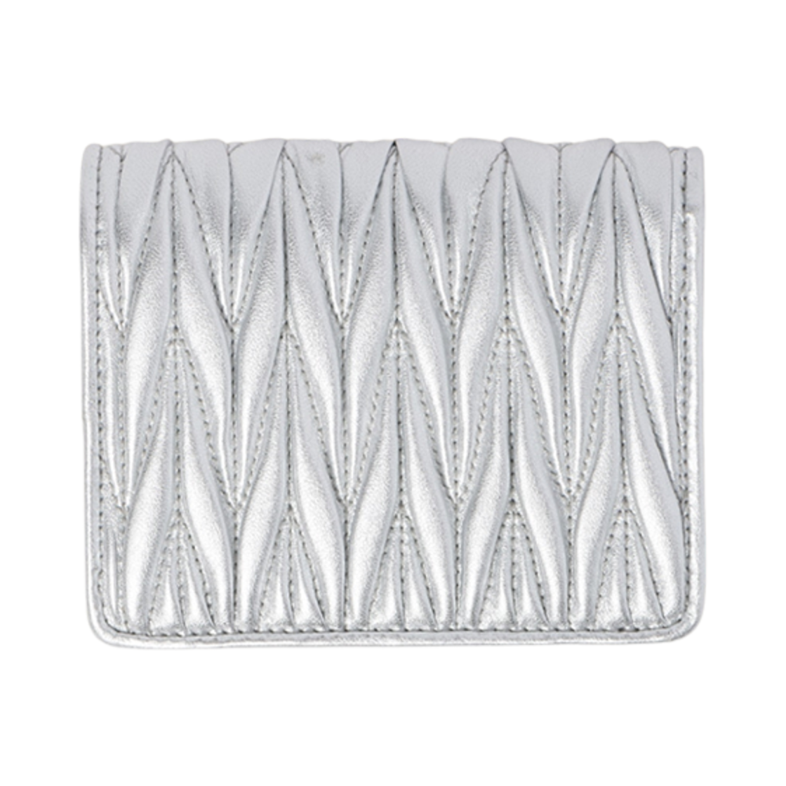 미우 미우 스몰 마테라쎄 나파 레더 월렛 실버(Miu Miu Small Matelasse Nappa Leather Wallet Silver) - 2