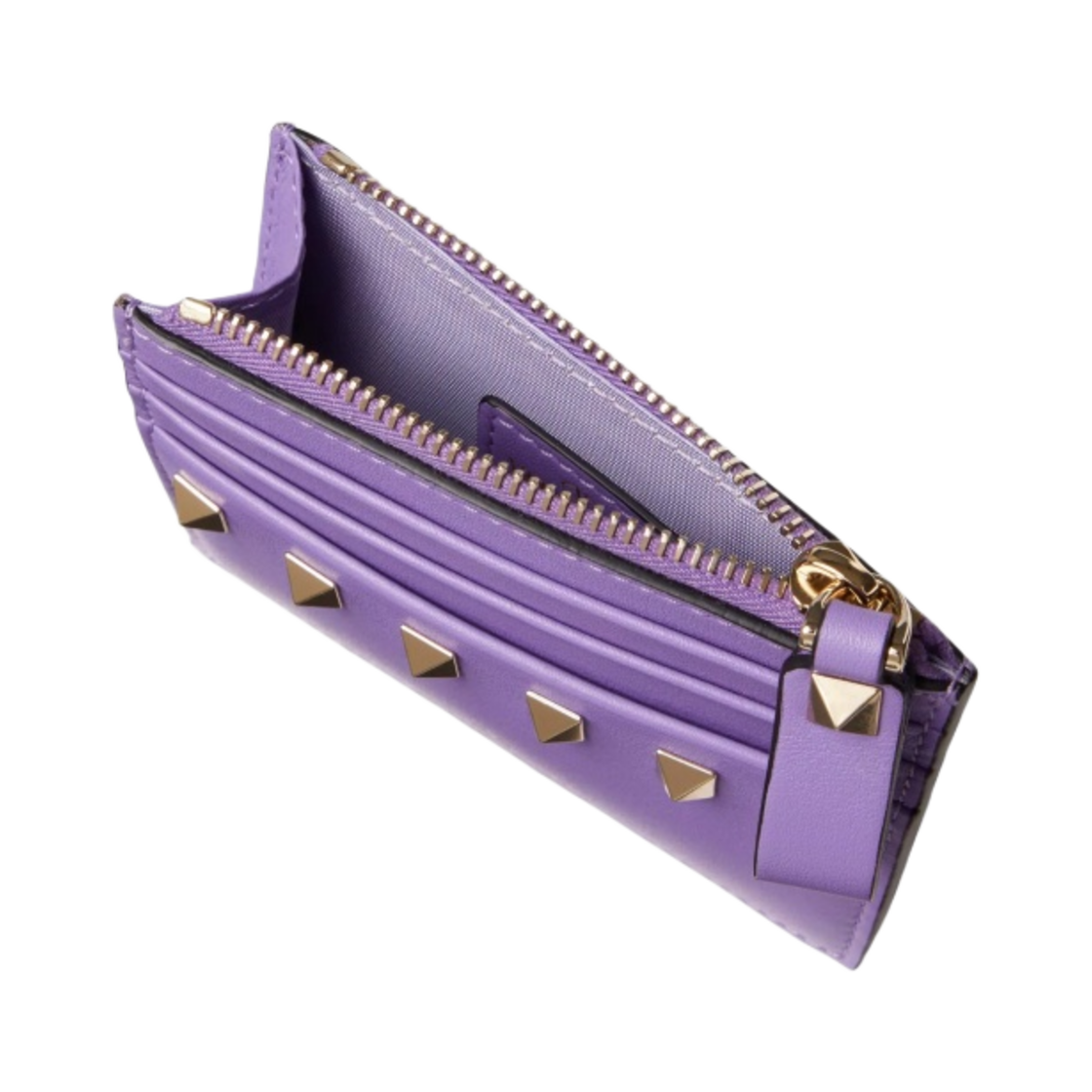 발렌티노 락스터드 카프스킨 지퍼 카드 홀더 위스테리아(Valentino Rockstud Calfskin Card Holder with Zip Wisteria) - 3