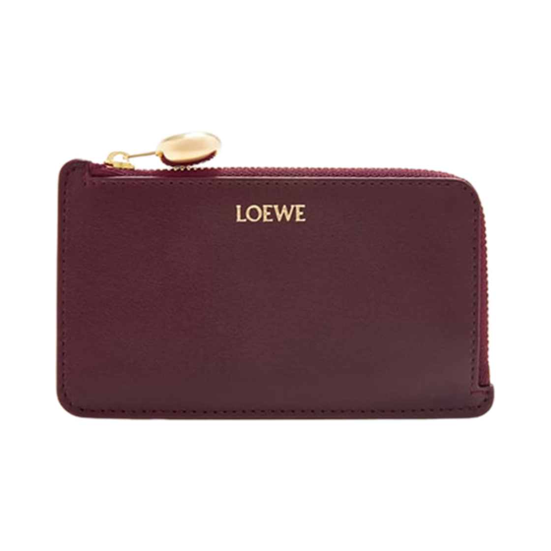 CANBZ40X01-7110 Loewe Pebble Coin Card Holder In Shiny Nappa Calfskin Burgundy