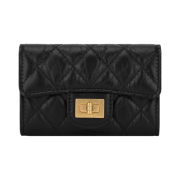Chanel 2.55 Flap Card Holder Aged Calfskin & Gold Black
