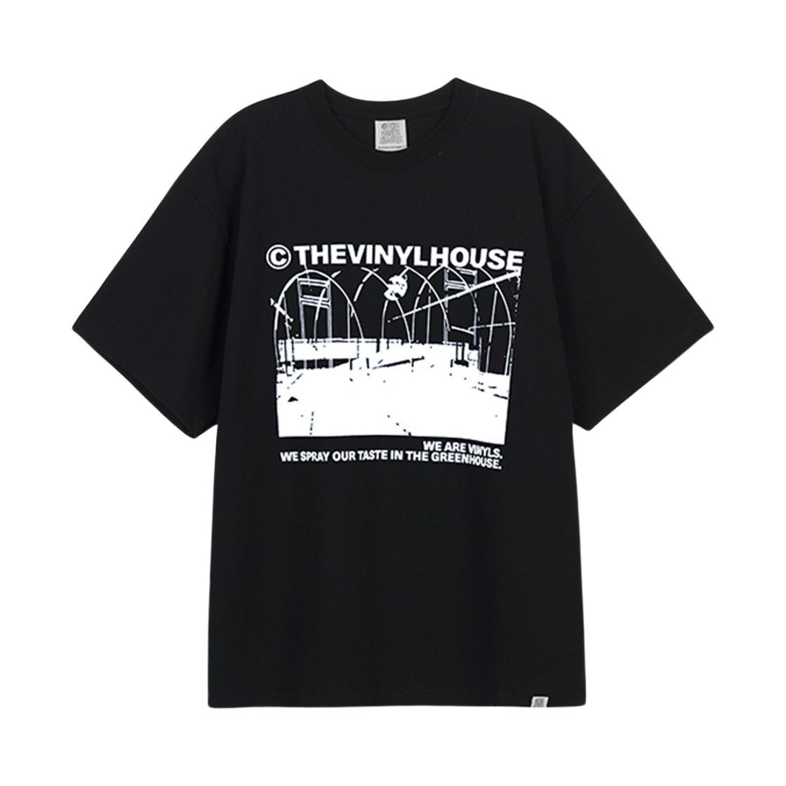 [KREAM 단독] 더바이닐하우스 그린하우스 티셔츠 블랙 화이트([KREAM 단독] Thevinylhouse Greenhouse T-Shirt Black White)