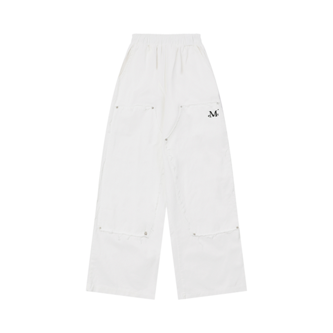 무센트 더블니 데미지 디테일 페인터 워싱 밴딩 팬츠 화이트(MUCENT Doubleknee Damage Painter Washing Pants White)