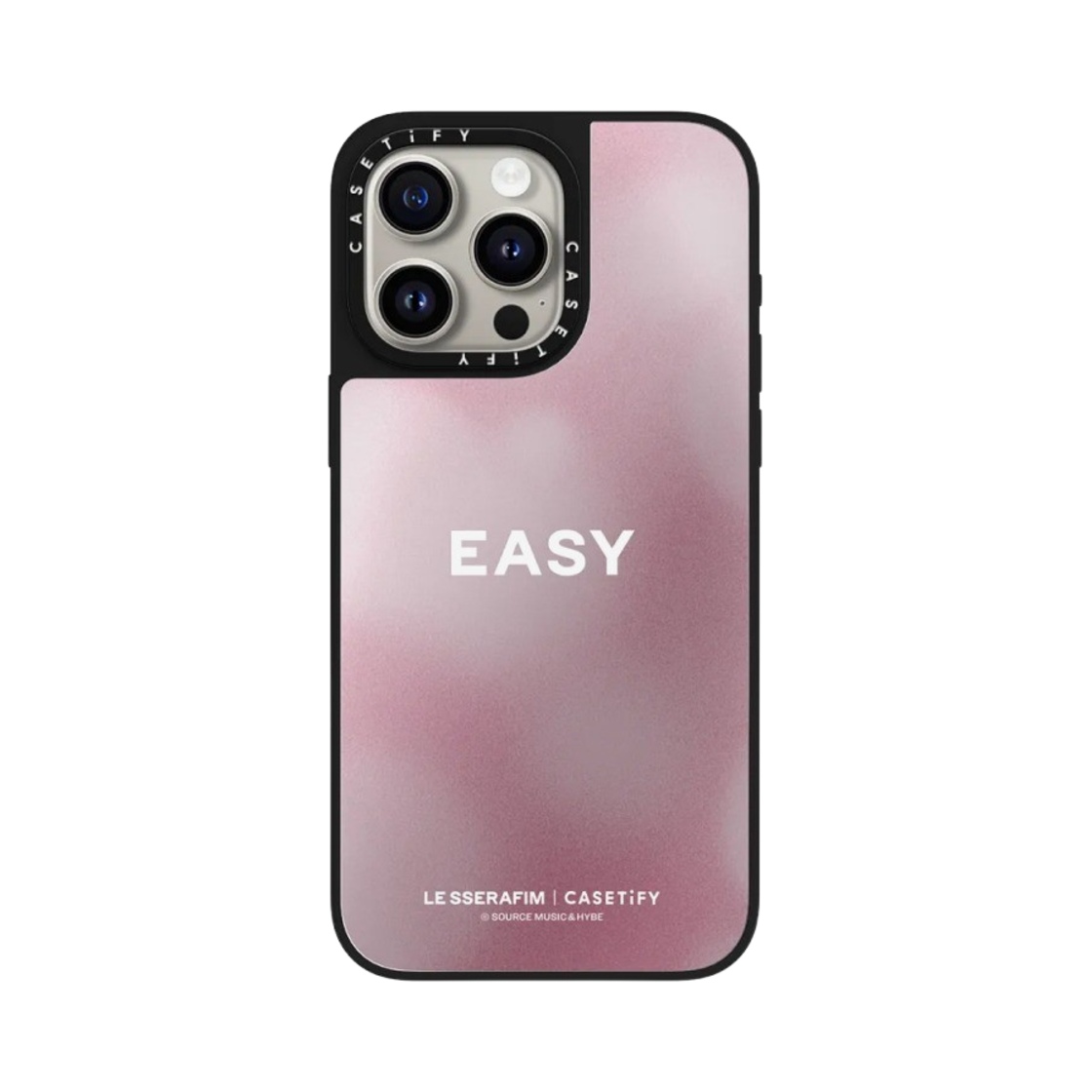 케이스티파이 x 르세라핌 아이폰 이지 바미 플렉스 맥세이프 미러 케이스 실버 미러 블랙 범퍼(Casetify x LE SSERAFIM iPhone EASY Balmy Flex MagSafe Mirror Case Silver Mirror Black Bumper)