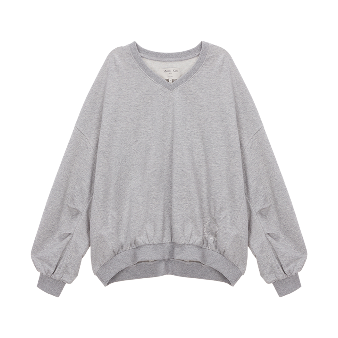 MK2334MT004M0GY (W) Matin Kim V-Neck Puckering Sweatshirt Grey