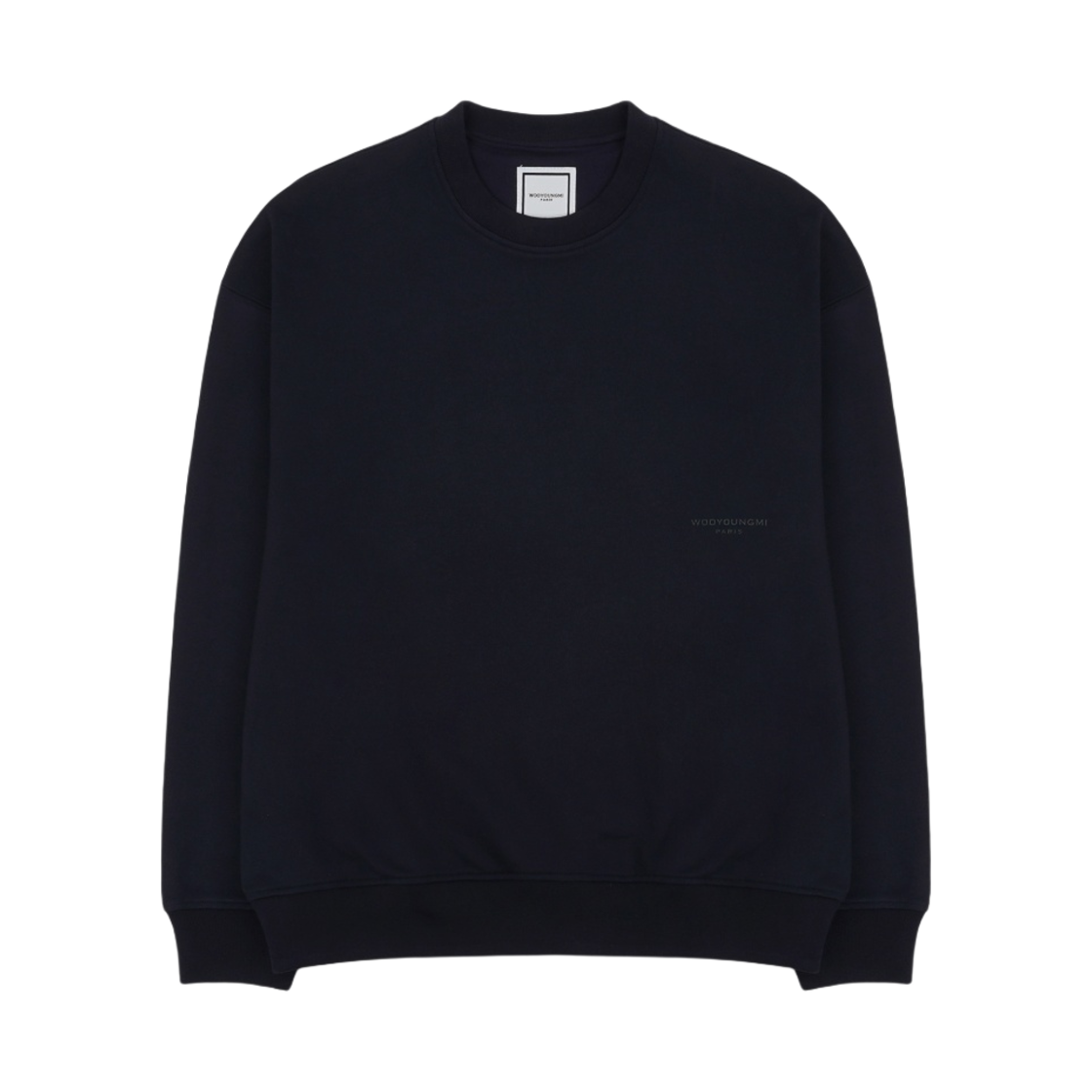 우영미 코튼 레더 라벨 스웨트셔츠 네이비 - 22FW(Wooyoungmi Cotton Leather Label Sweatshirt Navy - 22FW) - 1