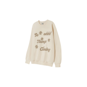 AMOU Lettering With Flower Sweatshirts Cream
