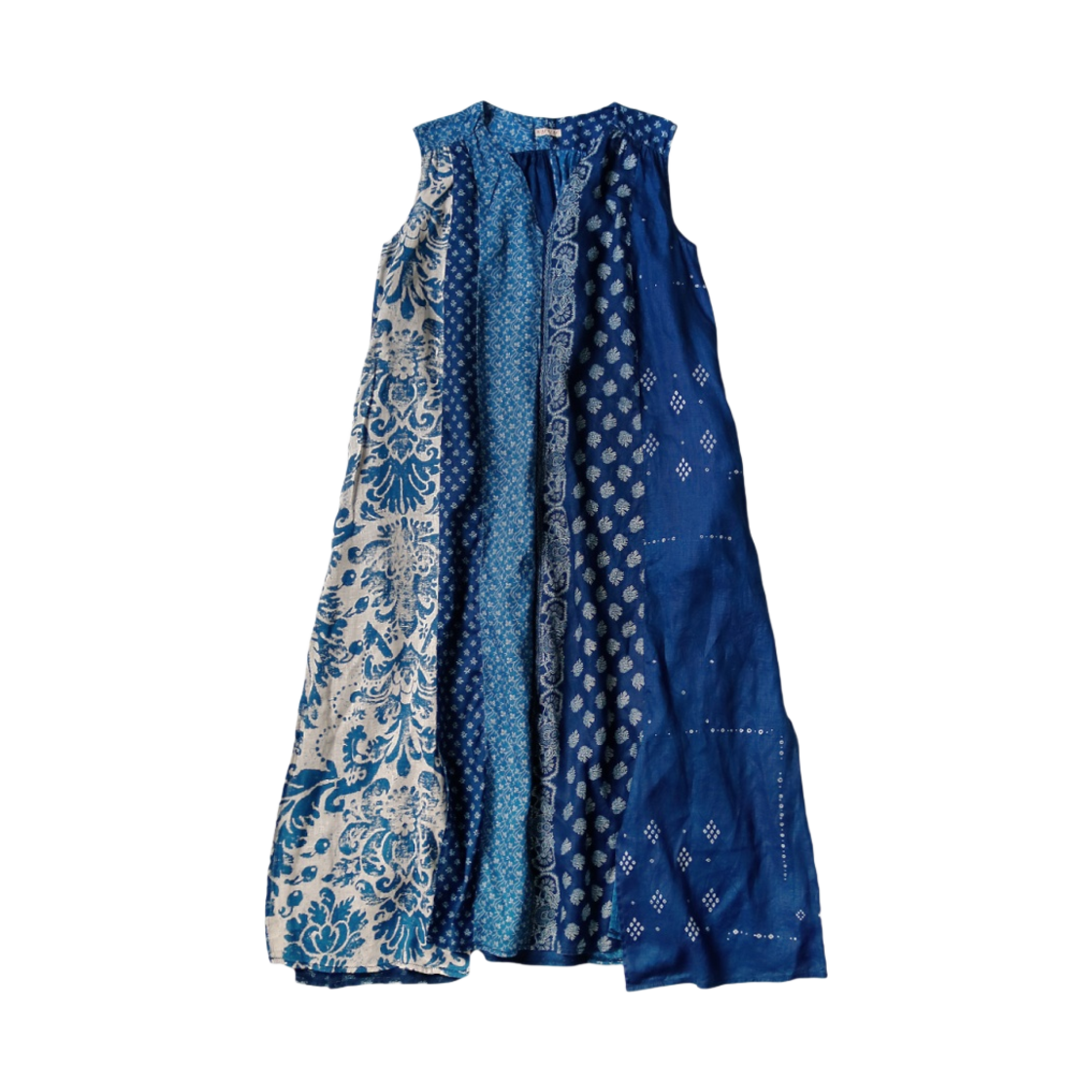 EK-1085/EK-10850PA (W) Kapital French Cross Linen Lamp Dress Bone Pt Indigo