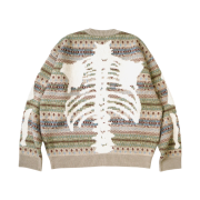 Kapital 7G Wool Fair Isle Bone Crewneck Sweater Saxophone