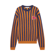 Maison Kitsune Striped Comfort Jumper Ink Blue Mustard Stripes