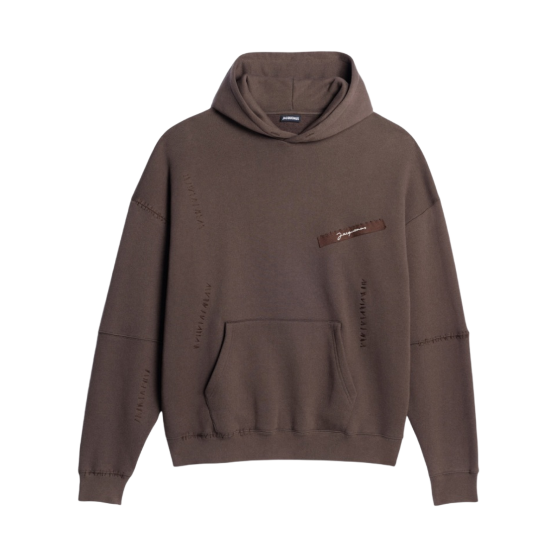 자크뮈스 르 스웨트셔츠 가스타 그로그랭 스티치드 후드 다크 브라운(Jacquemus Le Sweatshirt Gasta Grosgrain Stitched Hoodie Dark Brown) - 1
