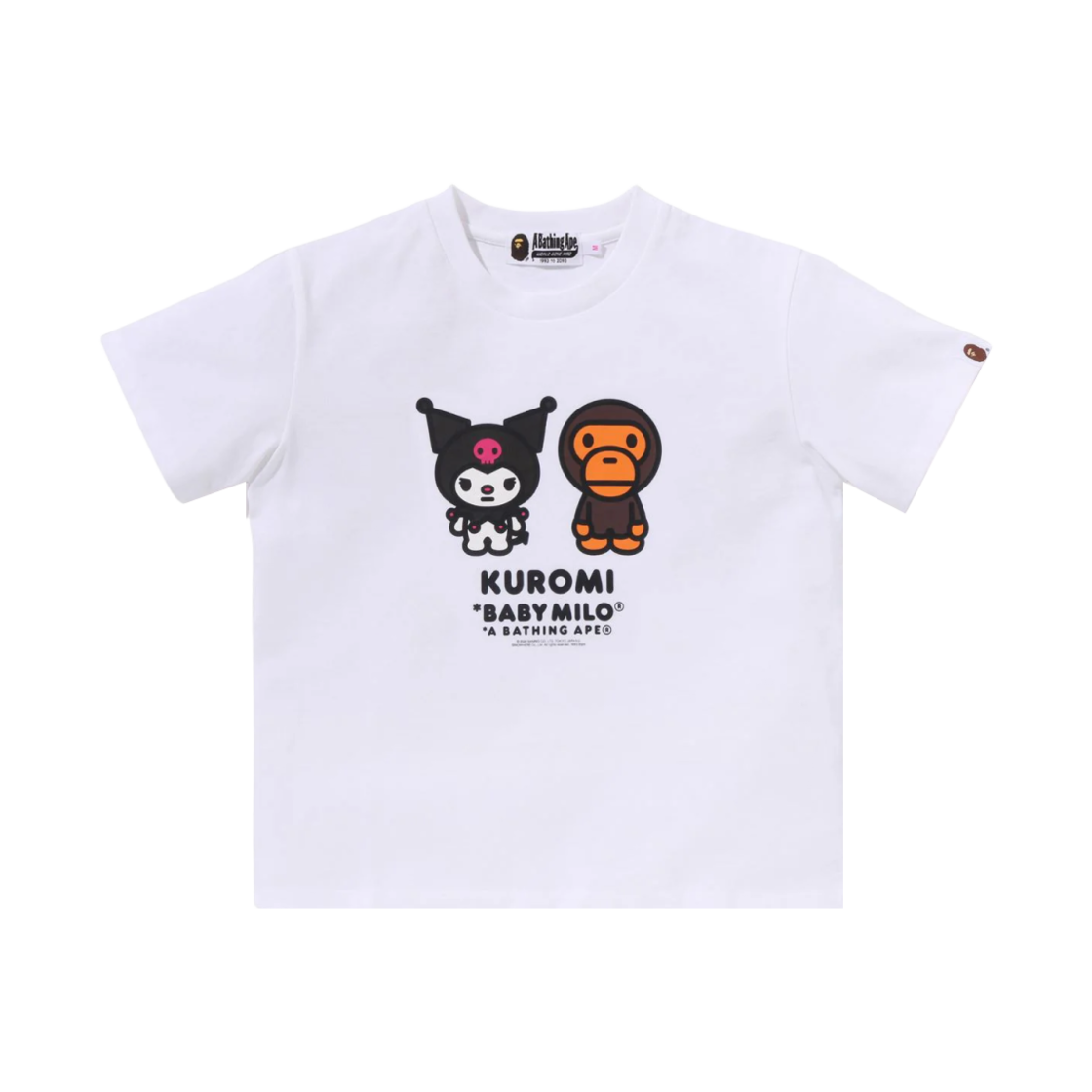 (W) 베이프 베이비 마일로 x 쿠로미 미니 티셔츠 화이트((W) BAPE Baby Milo x Kuromi Mini T-Shirt White) - 1