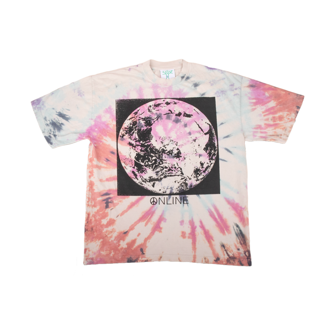 온라인 세라믹스 어스 문 로고 타이다이 티셔츠 멀티(Online Ceramics Earth Moon Logo Tie Dye T-Shirt Multi)
