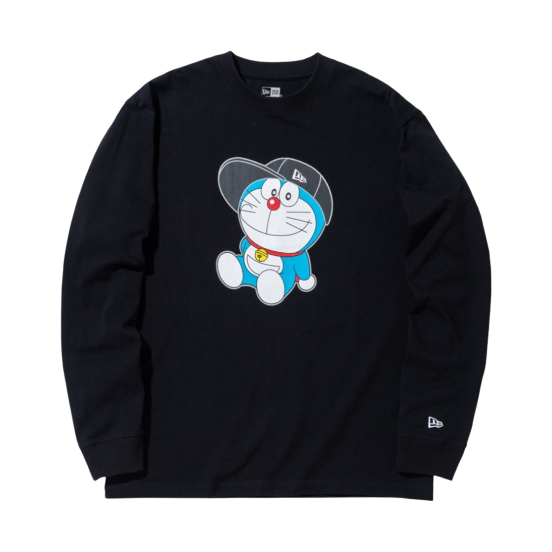 뉴에라 x 도라에몽 코튼 롱슬리브 레귤러 핏 티셔츠 도라에몽 캡 블랙(New Era x Doraemon Cotton Long Sleeve Regular Fit T-Shirt Doraemon Cap Black) - 1