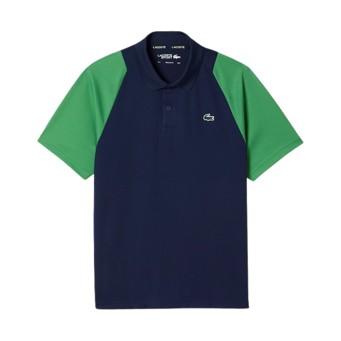 라코스테 소매 컬러 포인트 폴로 네이비 블루 그린 옐로우(Lacoste Sleeve Color Point Polo Navy Blue Green Yellow) - 1