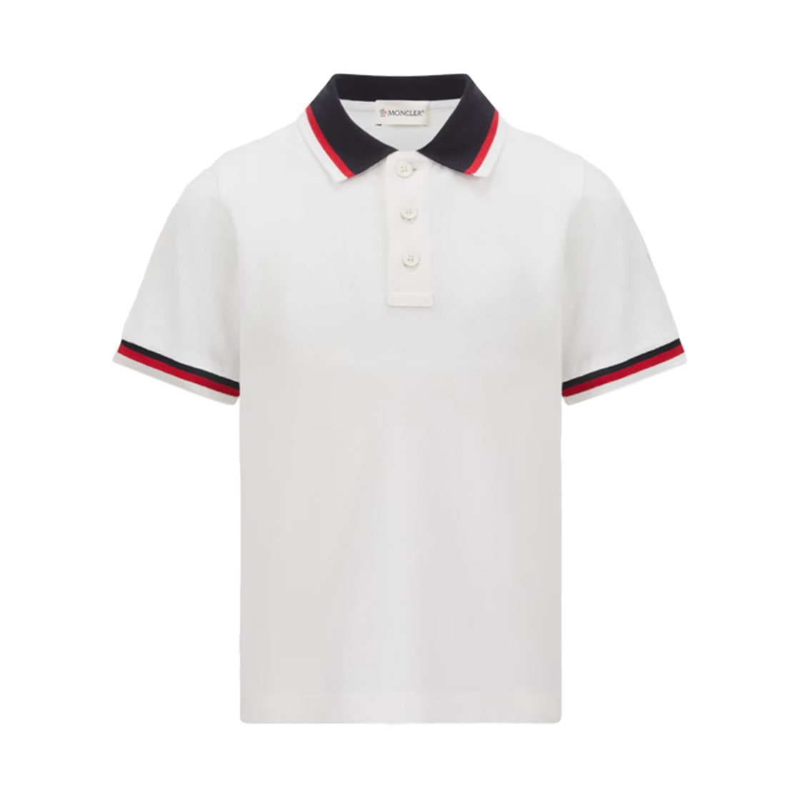 (키즈) 몽클레르 3 컬러 트리밍 코튼 폴로 셔츠 화이트 - 25SS((Kids) Moncler 3 Color Trim Cotton Polo Shirt Whtie - 25SS)