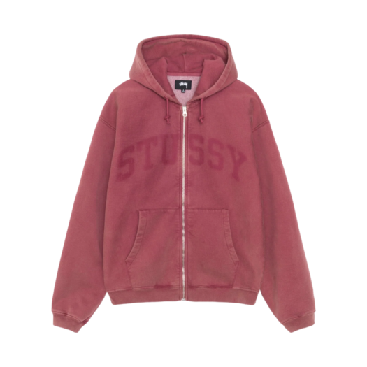 Stussy Faded Graphic Zip Hoodie Burgundy