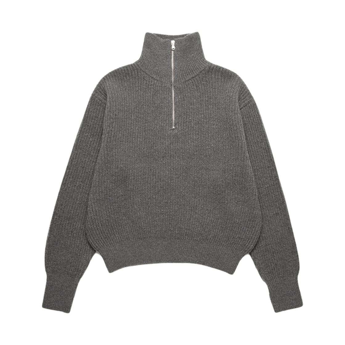 던스트 하프 집업 립드 울 스웨터 멜란지 그레이(Dunst Half Zip-Up Ribbed Wool Sweater Melange Grey) - 1