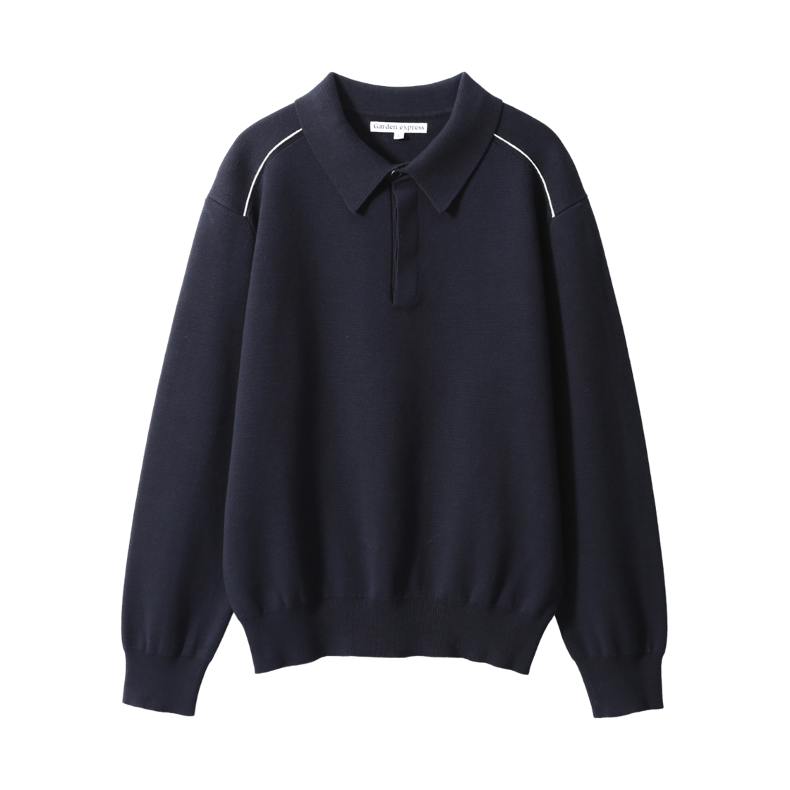 가든익스프레스 라인 포인트 칼라 니트 네이비(Garden express Line Point Collar Knit navy)
