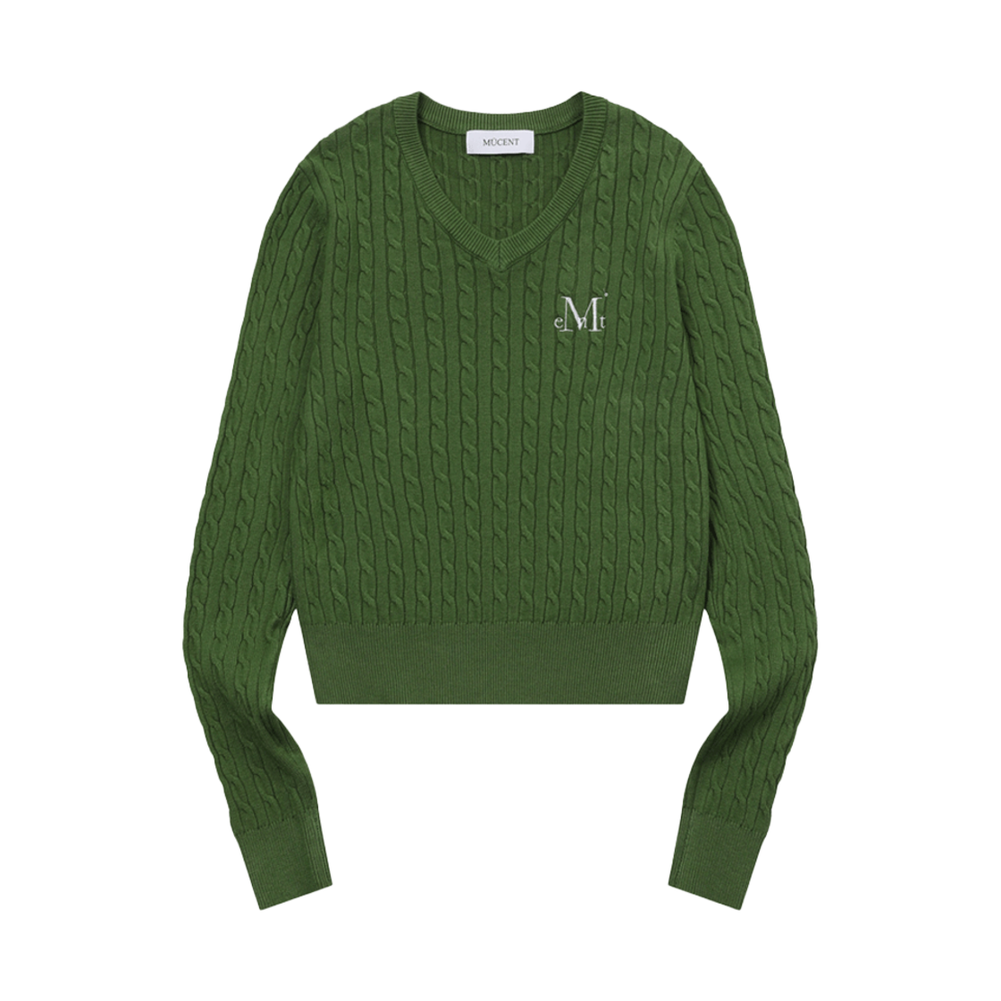P00000OS_05 MUCENT Primrose V-Neck Crop Knit Green