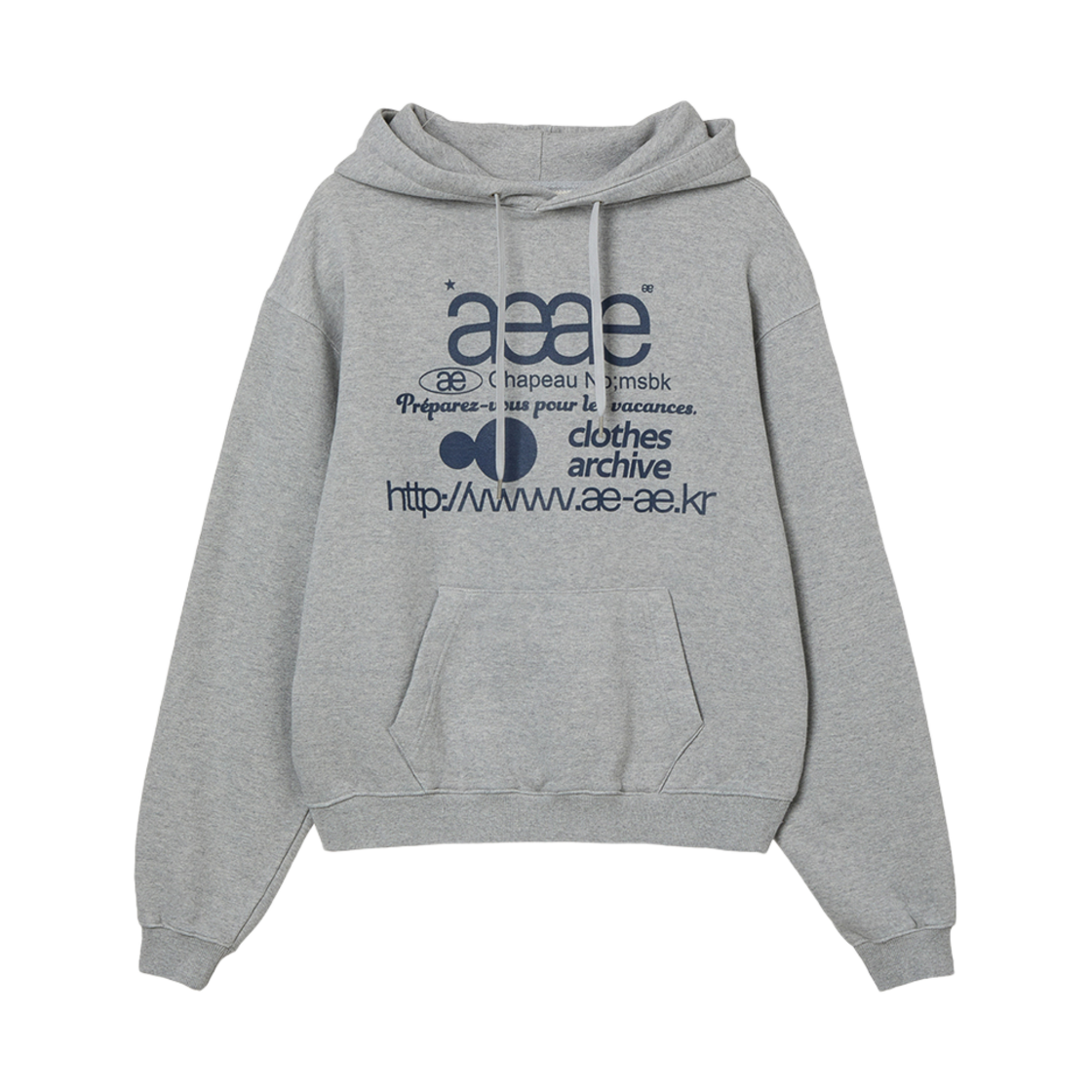 에이이에이이 웹 로고 루즈드 후디 멜란지 그레이