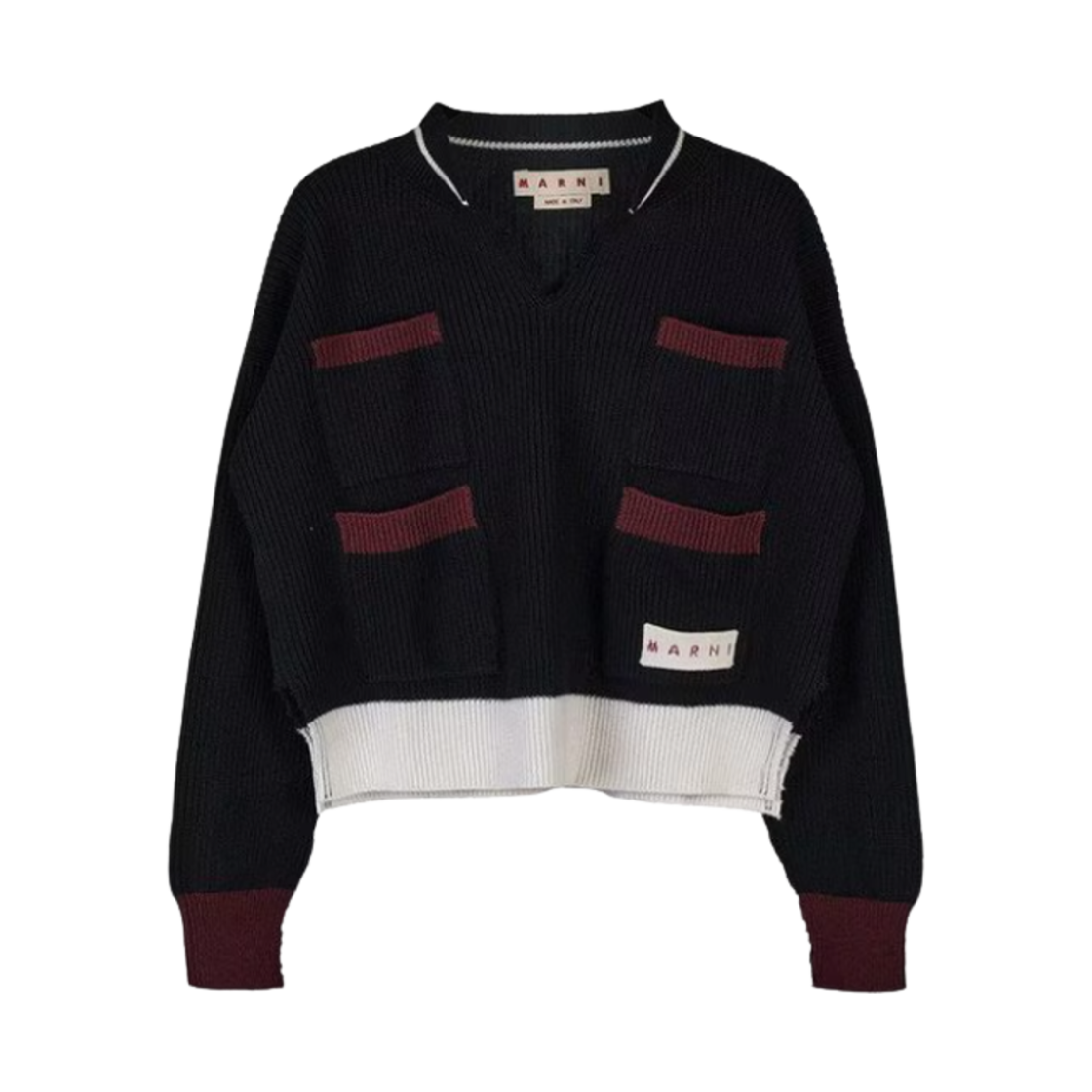 GCMD0371Q0-UFH440-MXN99 (W) Marni Pocket Wool Knit Black