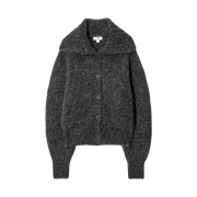 (W) COS Spread-Collar Textured Alpaca Blend Cardigan Charcoal