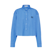 (W) Miu Miu Cropped Poplin Shirt Periwinkle Blue