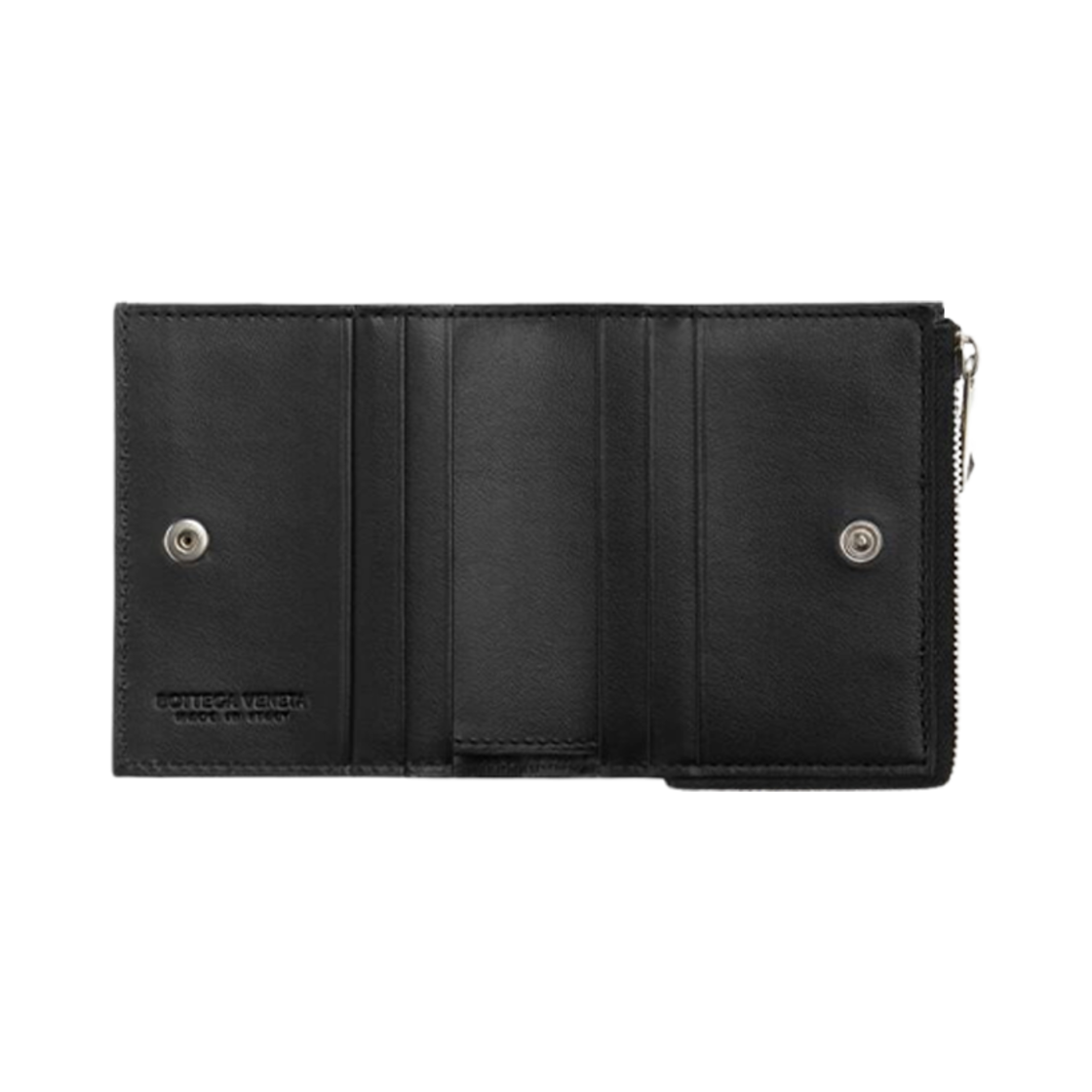 보테가 베네타 인트레치아토 지퍼 반지갑 블랙(Bottega Veneta Intrecciato Bi-Fold Wallet With Zip Black) - 2