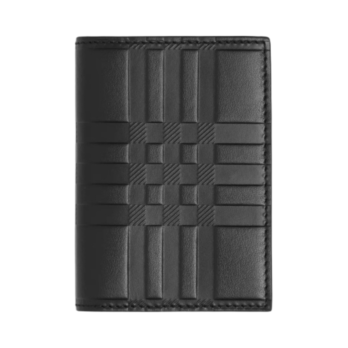 버버리 엠보스 체크 레더 폴딩 카드 케이스 블랙(Burberry Embossed Check Leather Folding Card Case Black) - 1
