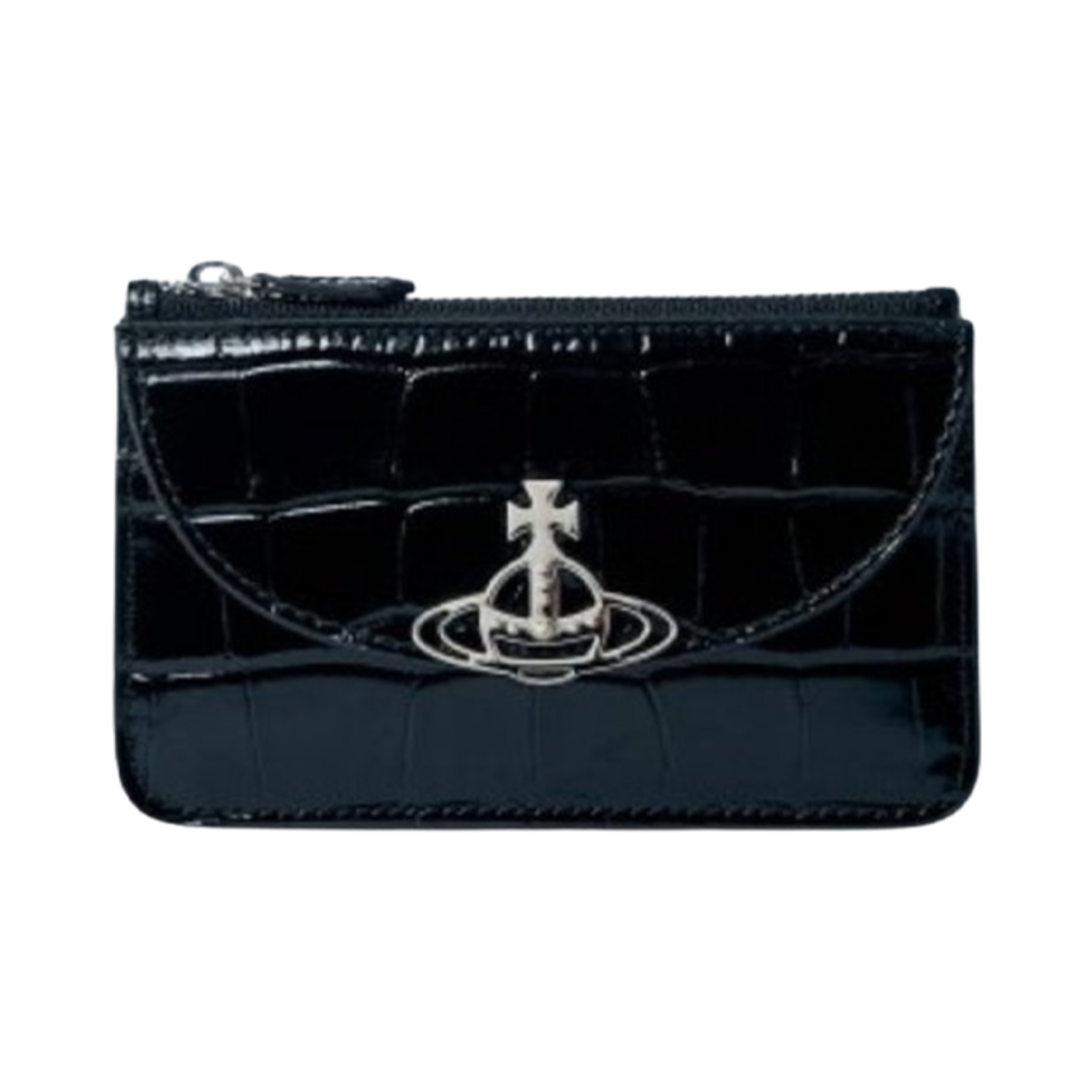 비비안 웨스트우드 하프 문 크로커 이펙트 카드 홀더 블랙(Vivienne Westwood Half Moon Croco Effect Card Holder Black)
