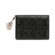 Dior Lady Flap Card Holder Cannage Lambskin Black
