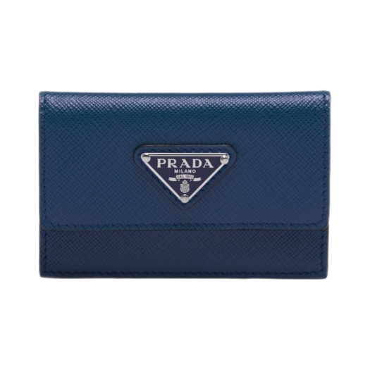 Prada Saffiano Leather Card Holder Bluette