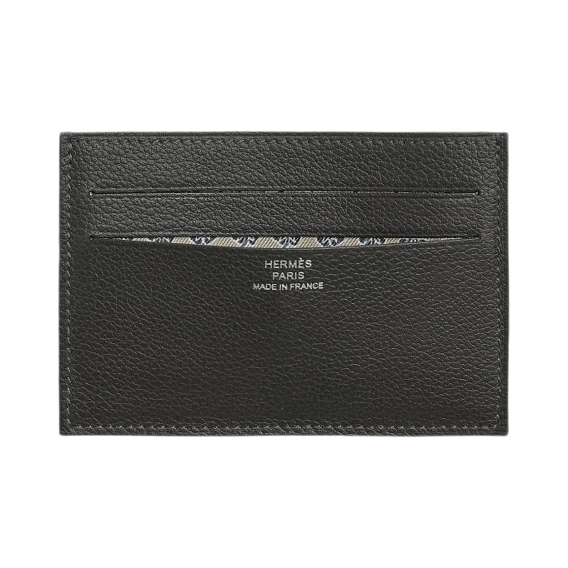 H086496CAAC Hermes Citizen Twill Card Holder Evercolor Calfskin & Vert Bronze Beige Noir