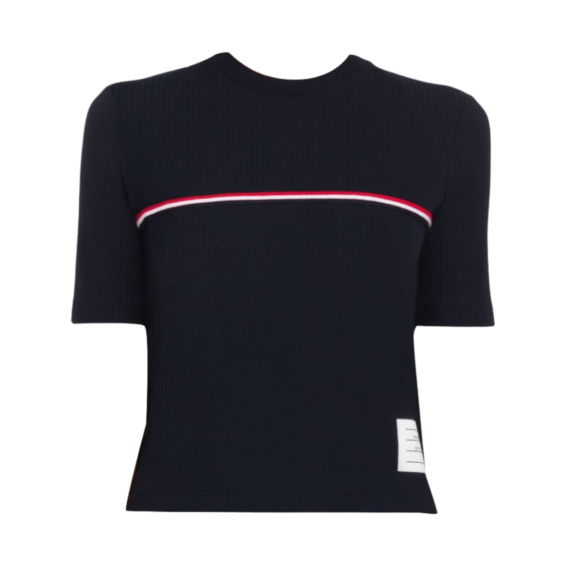 (W) 톰브라운 하이 트위스트 립 스트라이프 티셔츠 네이비((W) Thom Browne High Twist Rib Stripe T-shirt Navy)