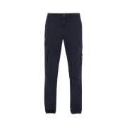 Stone Island 303WA Brushed Cotton Canvas Garment Dyed Cargo Pants Navy Blue - 22SS