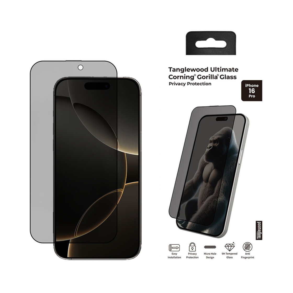TW-SP10-I16 Tanglewood iPhone 16 Series Privacy Screen Protector Anti-Spy Ultimate Corning Gorilla Glass