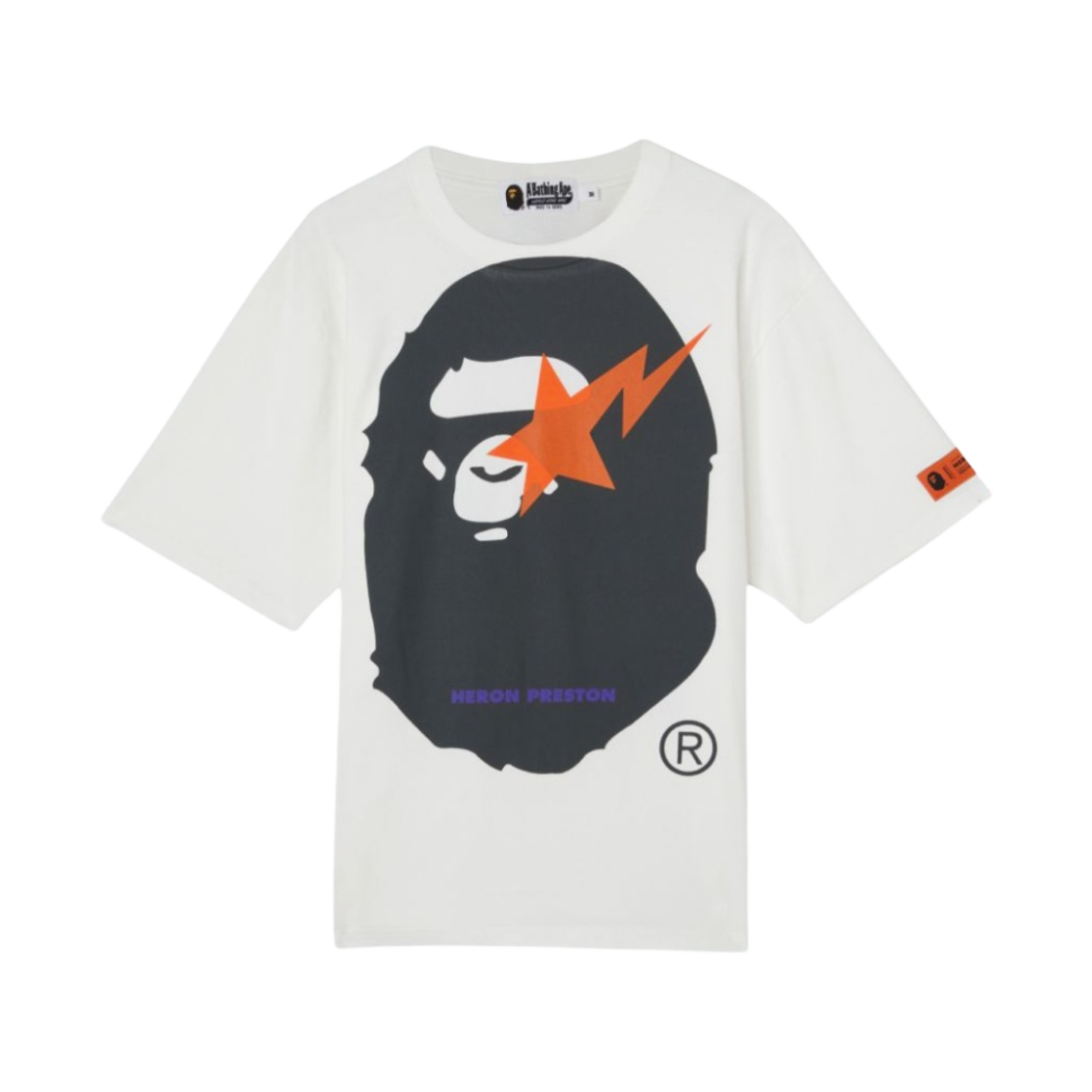 베이프 x 헤론 프레스톤 릴렉스드 티셔츠 화이트 블랙
