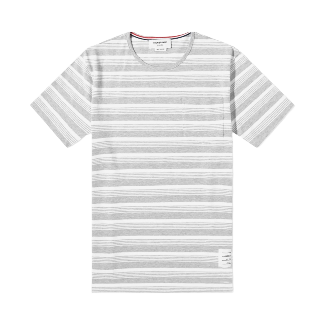 MJS165A-07998-065 Thom Browne Striped Jersey Pocket T-Shirt Pastel Grey