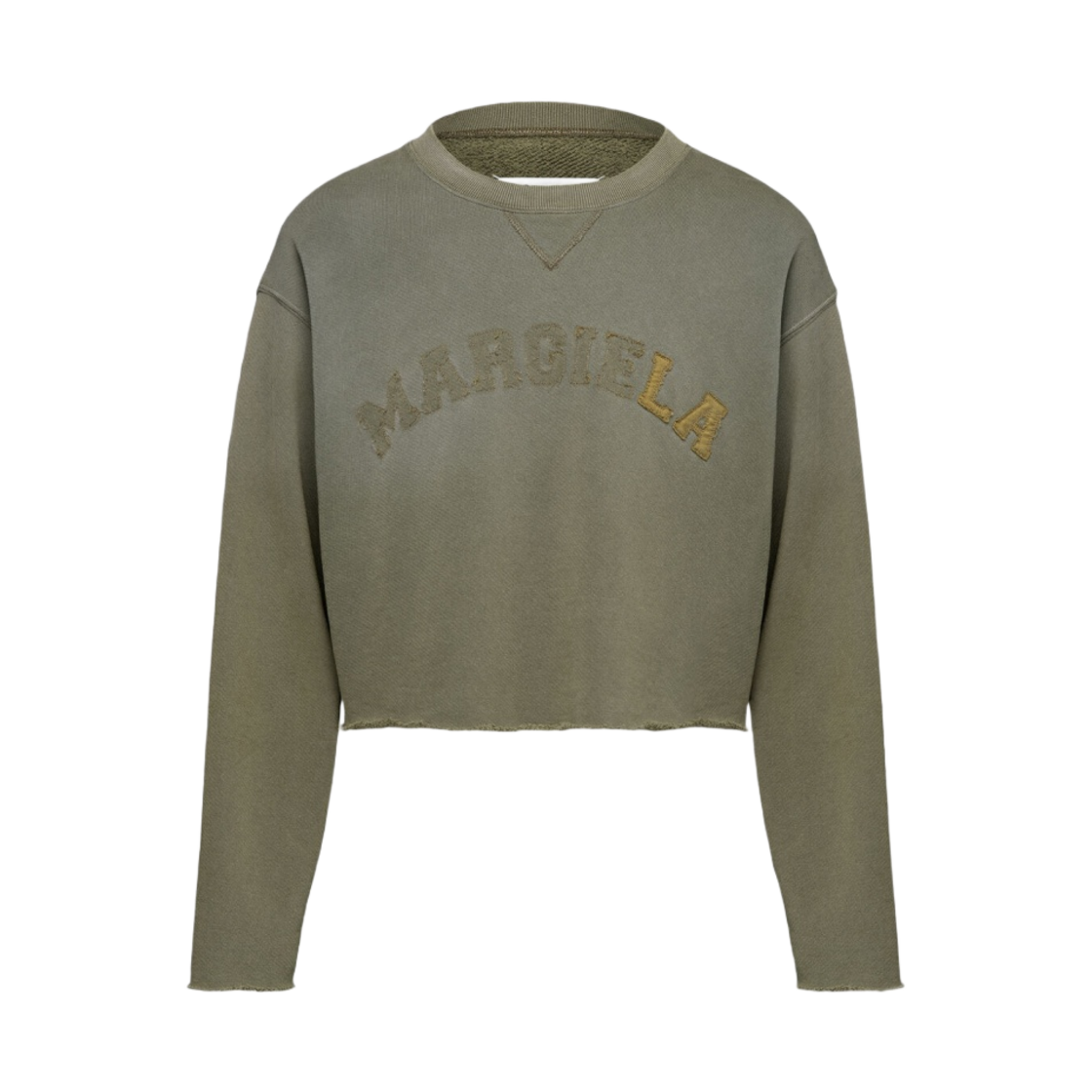 (W) 메종 마르지엘라 로고 빈티지 코튼 크롭 스웨트셔츠 올리브((W) Maison Margiela Logo Vintage Cotton Cropped Sweatshirt Olive) - 1