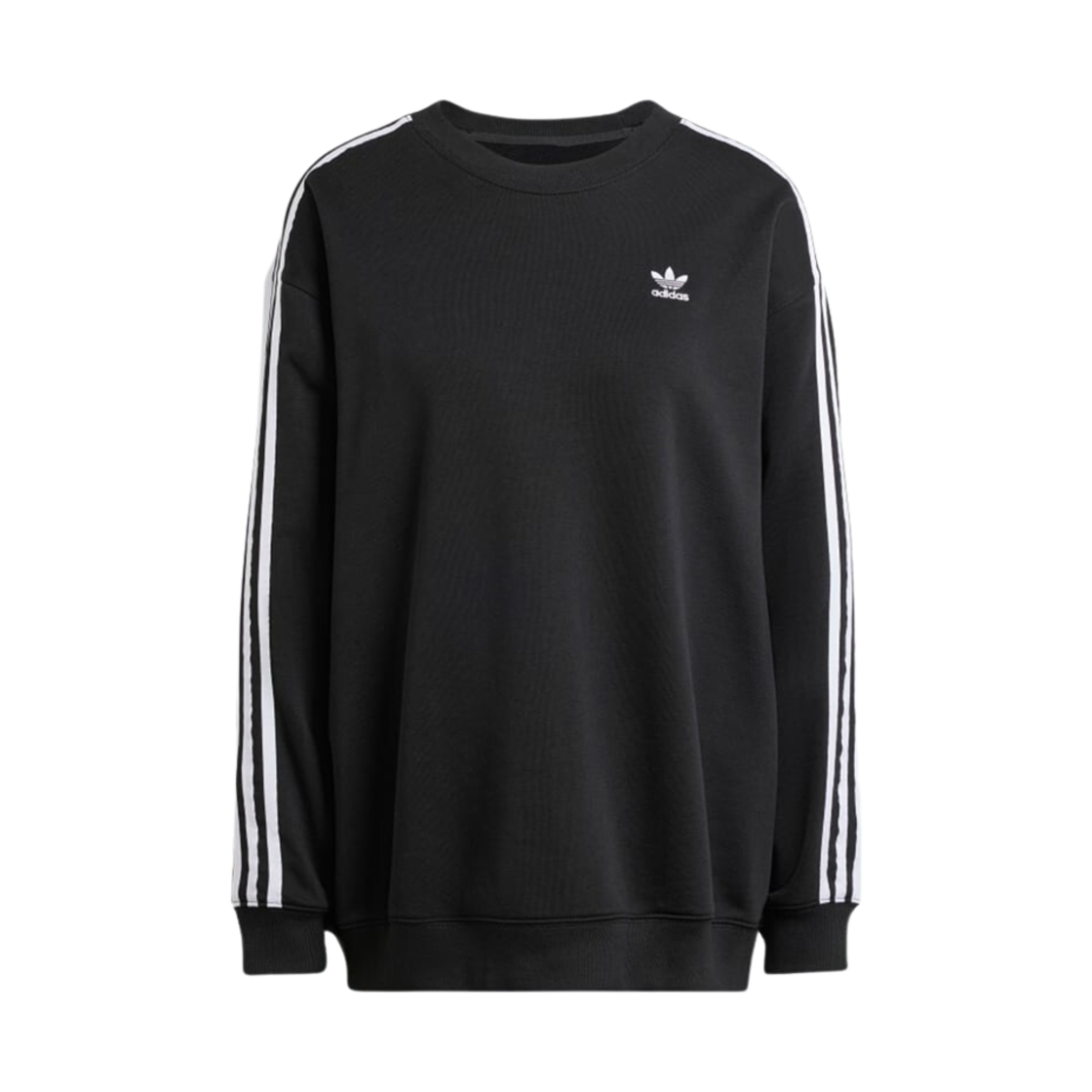 (W) 아디다스 3S 오버사이즈 크루 스웨트셔츠 블랙 - KR 사이즈