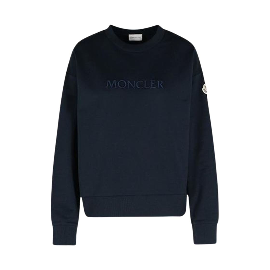 (W) 몽클레르 자수 토날 로고 코튼 스웨트셔츠 네이비 - 25SS((W) Moncler Embroidered Tonal Logo Cotton Sweatshirt Navy - 25SS) - 1