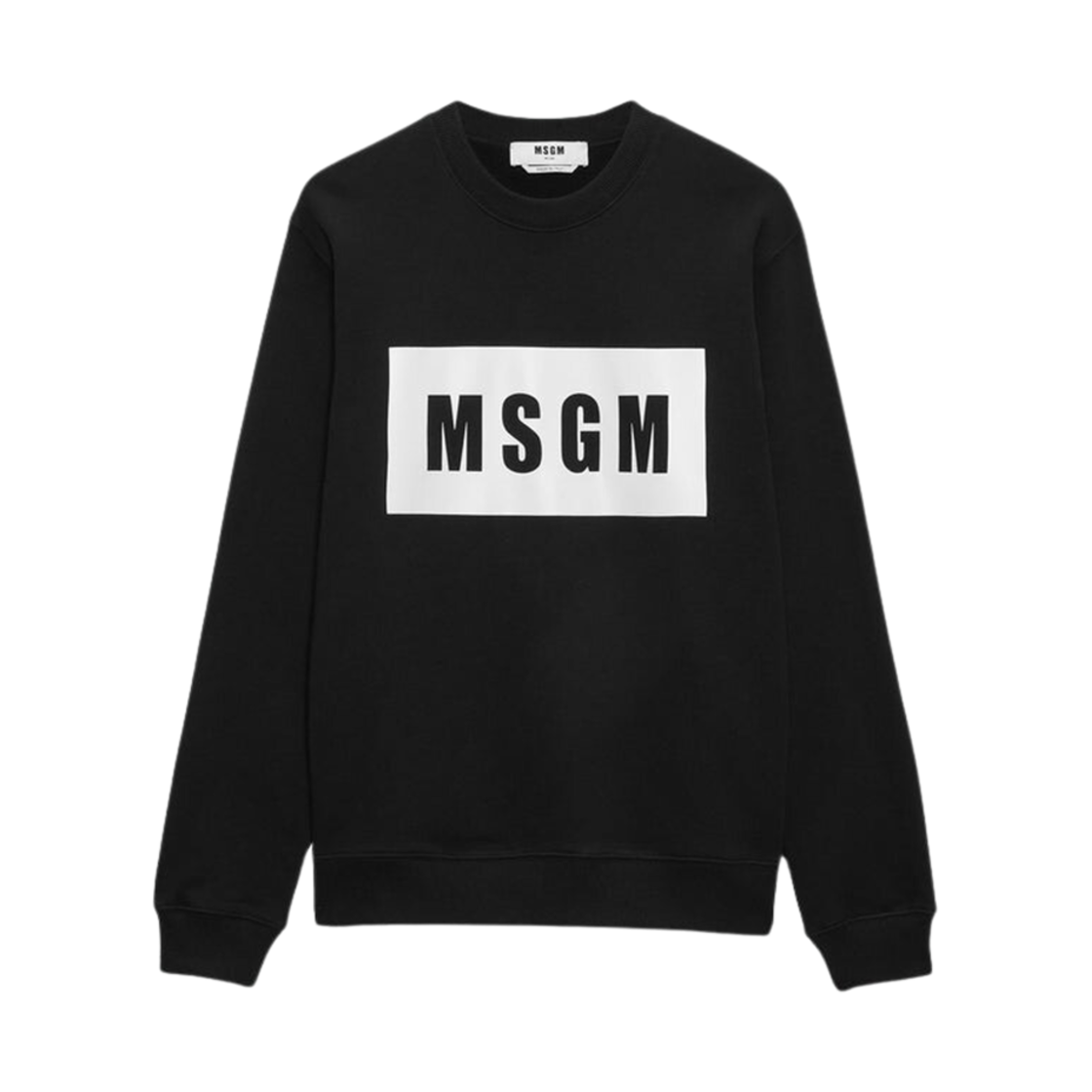 엠에스지엠 박스로고 솔리드 컬러 스웨트셔츠 블랙(MSGM Solid Color Sweatshirt with A Box Logo Black)