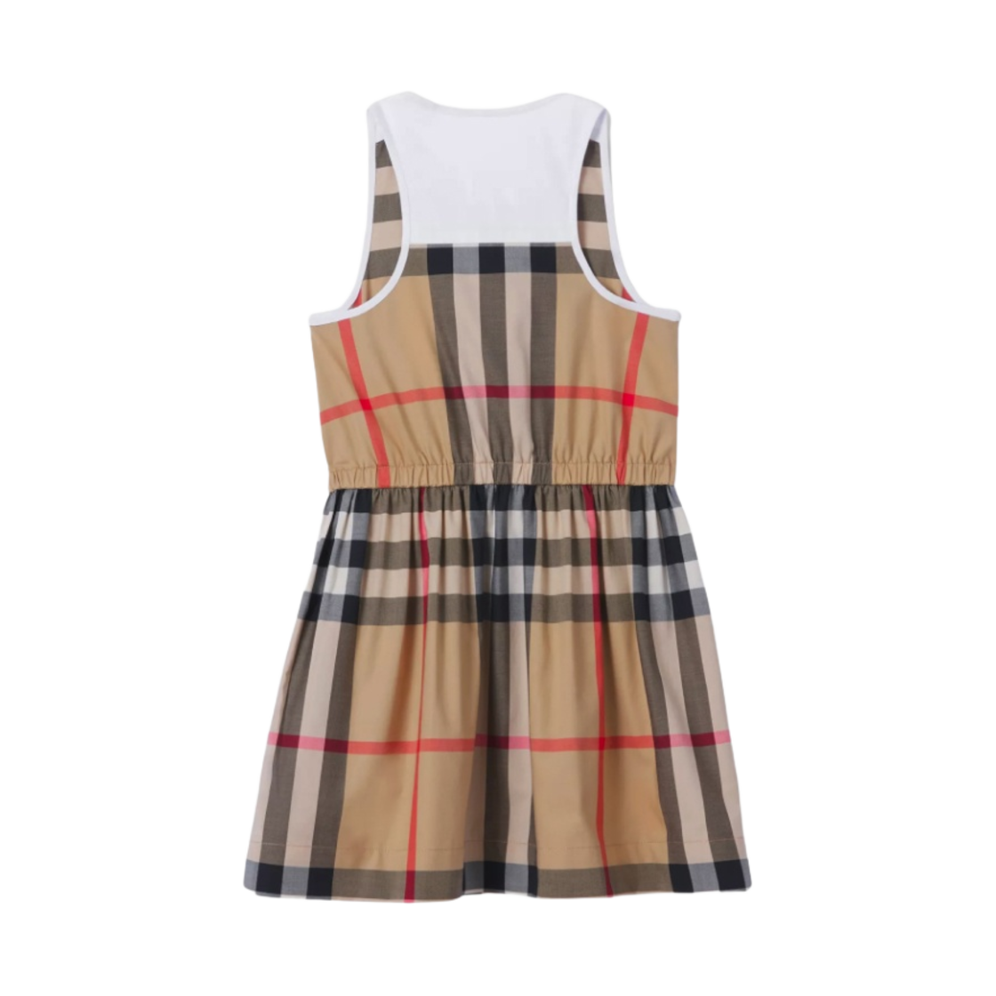 8047384 (Kids) Burberry Sleeveless Check Stretch Cotton Zip-front Dress Archive Beige