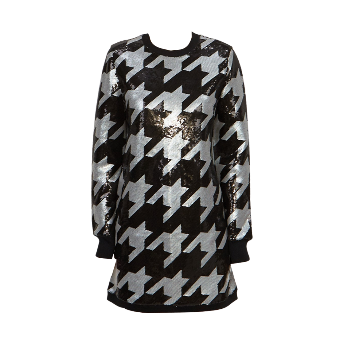 WD148Z (W) All Saints Juela Toni Sequin Check Mini Dress Black White